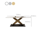 Mesa rectangular de piedra sinterizada de estilo industrial con patas de metal para uso doméstico
