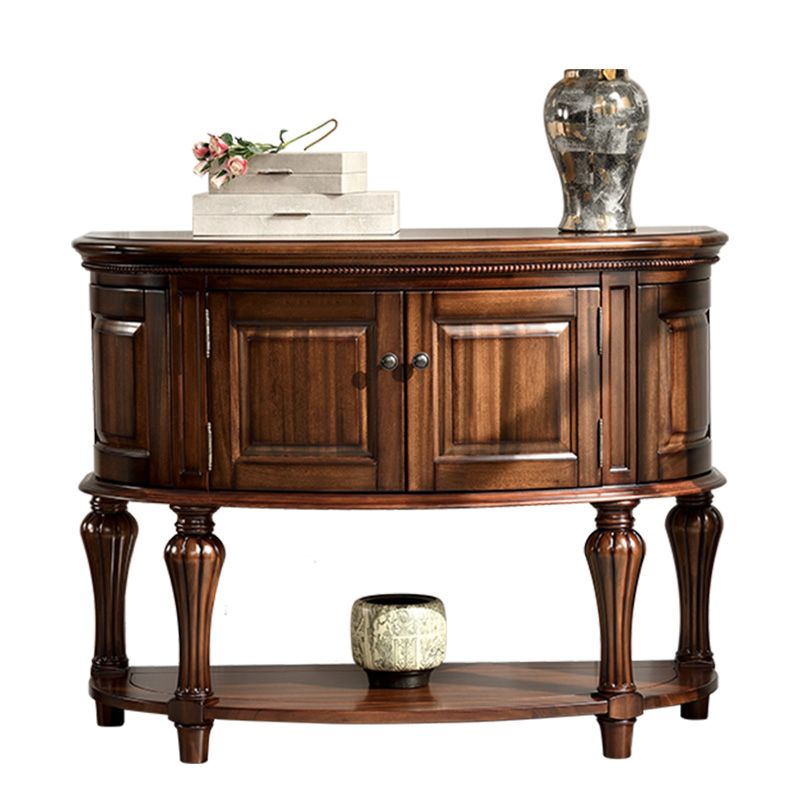 Half Moon Shape Contemporary Console Table Brown Wood Console Sofa Table