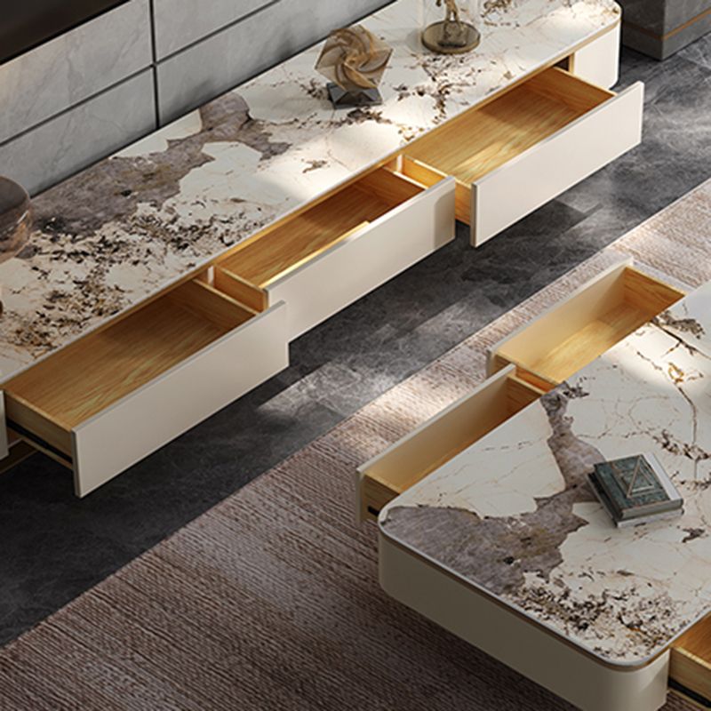 Glam TV Console Stone Media Console TV Stand Enclosed Storage Console with Drawers Clearhalo 'furn' 'furn_tv_stands_entertainment_centers' 'Furniture' 'Living Room Furniture' 'TV Stands & Entertainment Centers' 'TV Stands & Media Storage Furniture' 'tv_stands_entertainment_centers' 1200x1200_f725362f-1ac9-4137-af71-cd6201f5a86a