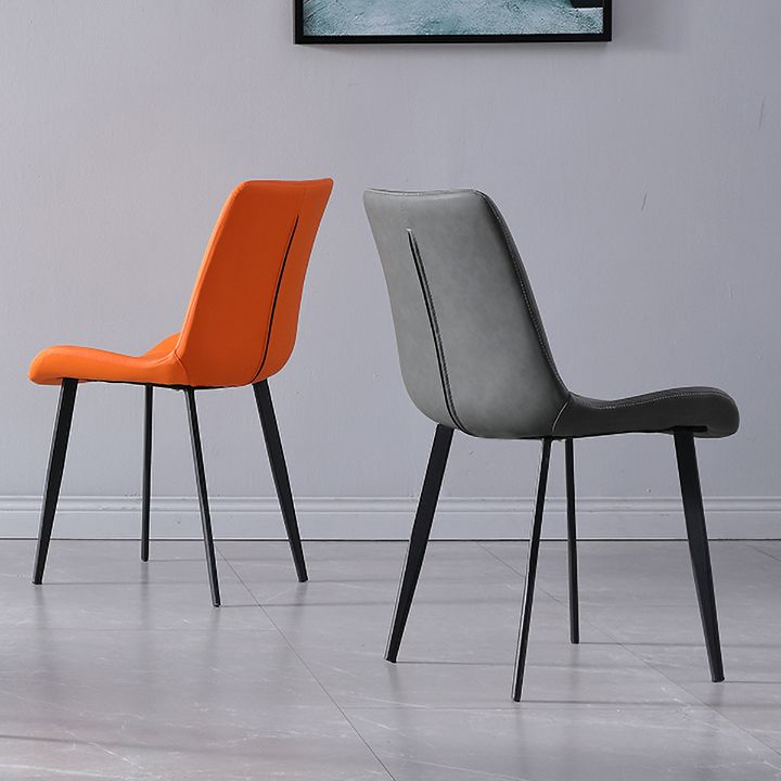 Silla lateral de cuero de casa contemporánea silla de comedor sólido de acabado mate