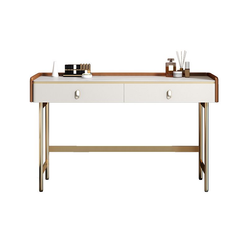 Glam Stone Top Vanity Makeup Dressing Table Set with Storage Drawers