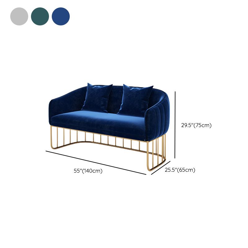 Scandinavian Solid Color Velvet Sofa 25.59" Wide Sloped Arm Sofa