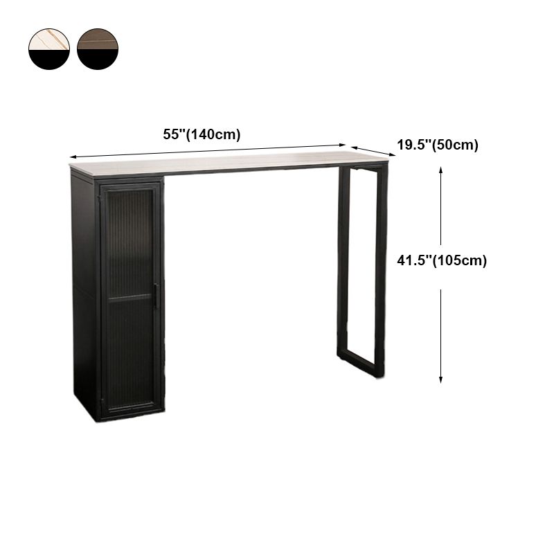 Marble Patio Bar Table with Rectangle Table Top Double Pedestal Table - 41.3" H Clearhalo 'Bar Furniture' 'Bar Tables' 'bar_tables' 'furn' 'furn_bar_tables' 'Furniture' 'furniture_bar_tables' 'Kitchen & Dining Furniture' 1200x1200_f7278a6c-3a13-4a90-82b3-893e41fcd491
