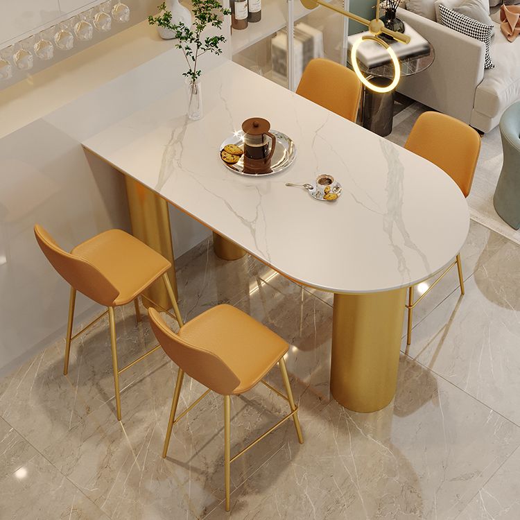Glam Iron Bar Dining Table with White Stone Top Indoor Bistro Table Clearhalo 'Bar Furniture' 'Bar Tables' 'bar_tables' 'furn' 'furn_bar_tables' 'Furniture' 'furniture_bar_tables' 'Kitchen & Dining Furniture' 1200x1200_f728f99f-114e-4747-b473-5c96498e4ce1