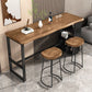 Juego de mesa de bar con base de caballete, mesa de bar y taburetes de madera maciza y metal, 1/3 piezas