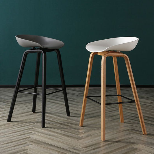 Contemporary Simple Counter Stools 30-inch Indoor Wood Legs Bar Stool with Plastic Seat Clearhalo 'Bar Furniture' 'Bar Stools' 'bar_stools' 'furn' 'furn_bar_stools' 'furniture_bar_stools' 'Kitchen & Dining Furniture' 'kitchen&dining_furn' 'kitchen' 'kitchen_furn' Furniture' 1200x1200_f72b34c6-ee91-445a-b08e-8d04ec10897e