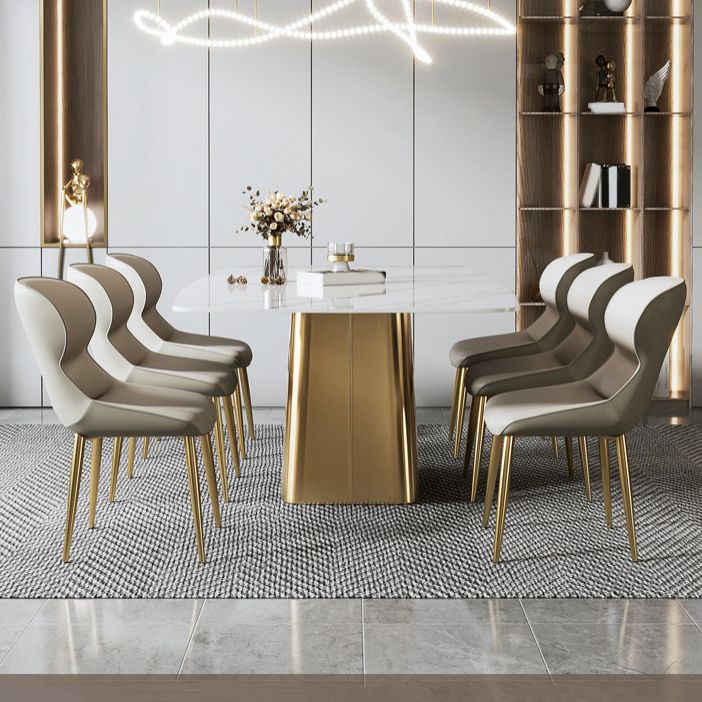 Nordic Glam Gesinterde Steen Eettafel Ovale Tafelset 1/4/5/6/7 Stuks Eetkamerset Voor Thuis