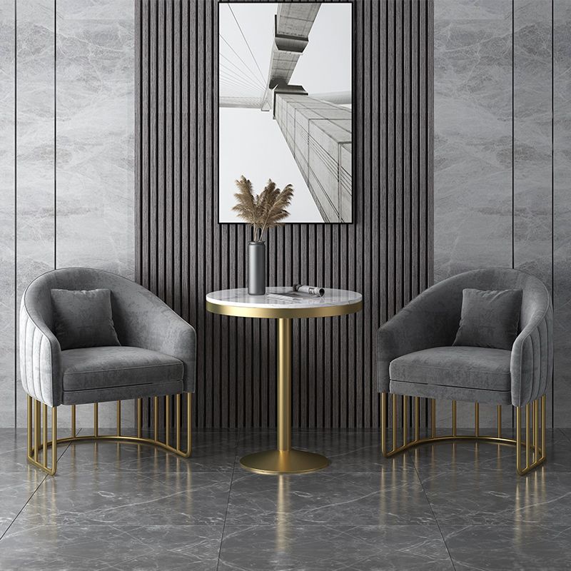 Velvet Arm Chair Sloped Arms Accent Chair with Basic Four Leg