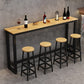 Indoor Modern Rectangle Trestle Bar Dining Table in Metal and Wood Clearhalo 'Bar Furniture' 'Bar Tables' 'bar_tables' 'furn' 'furn_bar_tables' 'Furniture' 'Kitchen & Dining Furniture' 1200x1200_f72f08ca-a959-4924-9300-5a777115dd99