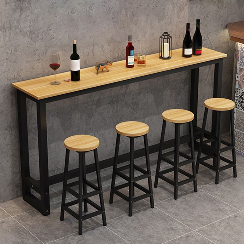 Indoor Modern Rectangle Trestle Bar Dining Table in Metal and Wood Clearhalo 'Bar Furniture' 'Bar Tables' 'bar_tables' 'furn' 'furn_bar_tables' 'Furniture' 'Kitchen & Dining Furniture' 1200x1200_f72f08ca-a959-4924-9300-5a777115dd99