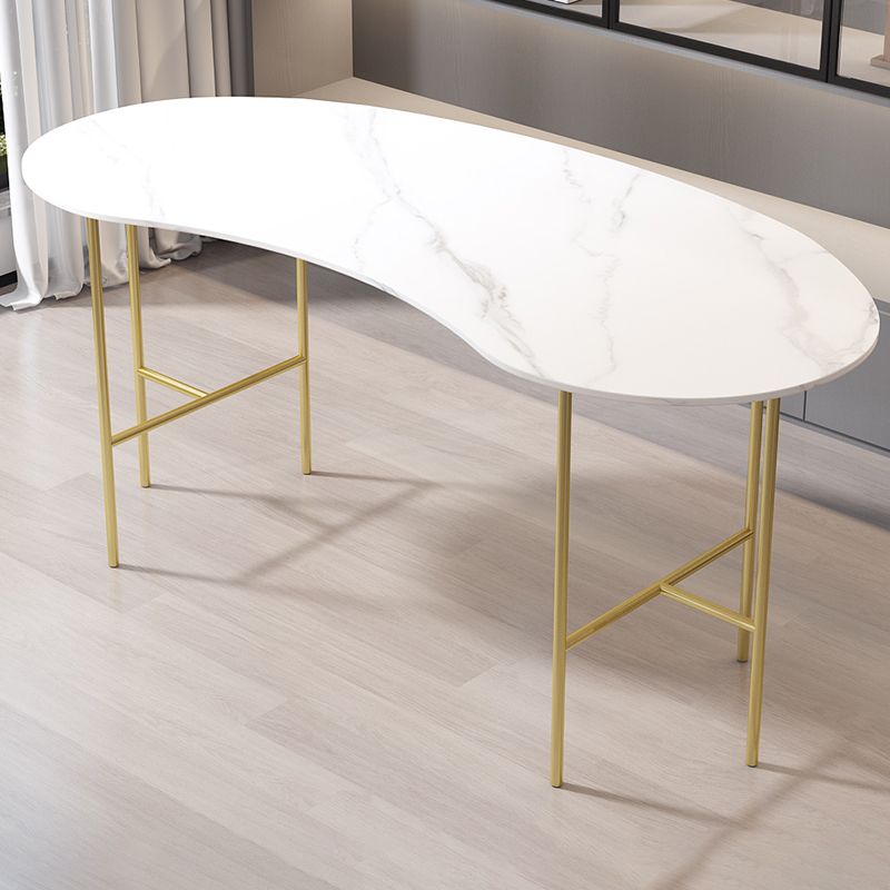 Escritorio de escritura curva glamorosa escritorio de oficina de piedra casera con patas de metal