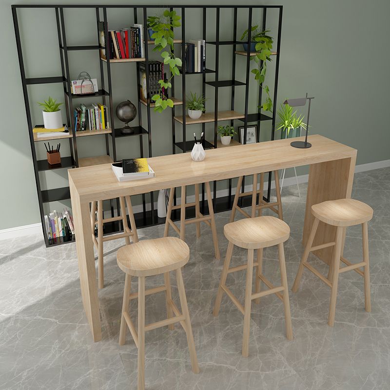 Juego de mesa de bar rectangular moderno, mesa de bar de madera maciza de 1/7 piezas y taburetes sin respaldo