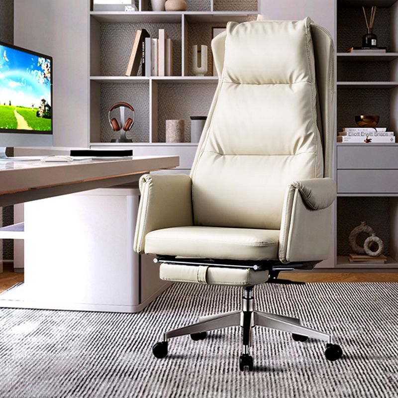 Chaise de bureau à glissement moderne chaise de bureau de hauteur de siège réglable en cuir sans bras avec roues