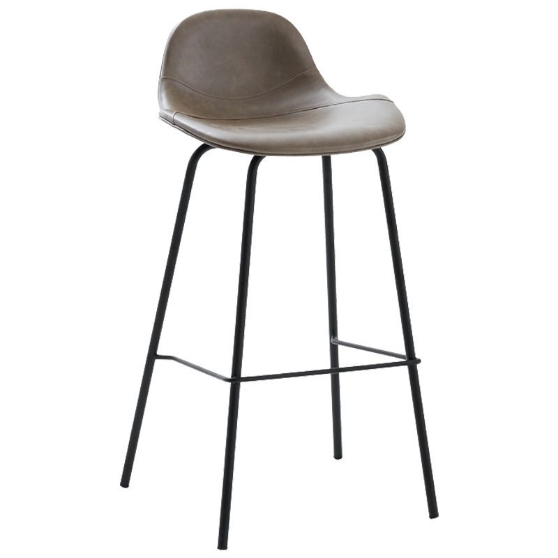 Taburete de bar moderno con respaldo, taburete de hierro con cojín de cuero para comedor