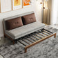 Faux Leather Armless Sofa Bed Sewn Pillow Back Sofa Bed in Grey