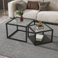 Modern Square Glass Coffee Table Iron Frame Base Cocktail Table