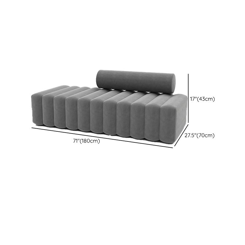 Gray Modern Velvet Sofa 16.92" High Armless 3/4/5-seater Sofa Clearhalo 'furn' 'furn_sofas' 'Furniture' 'Living Room Furniture' 'Sofa' 'sofas' 1200x1200_f733e76b-7369-4bb8-a291-084daa49996f