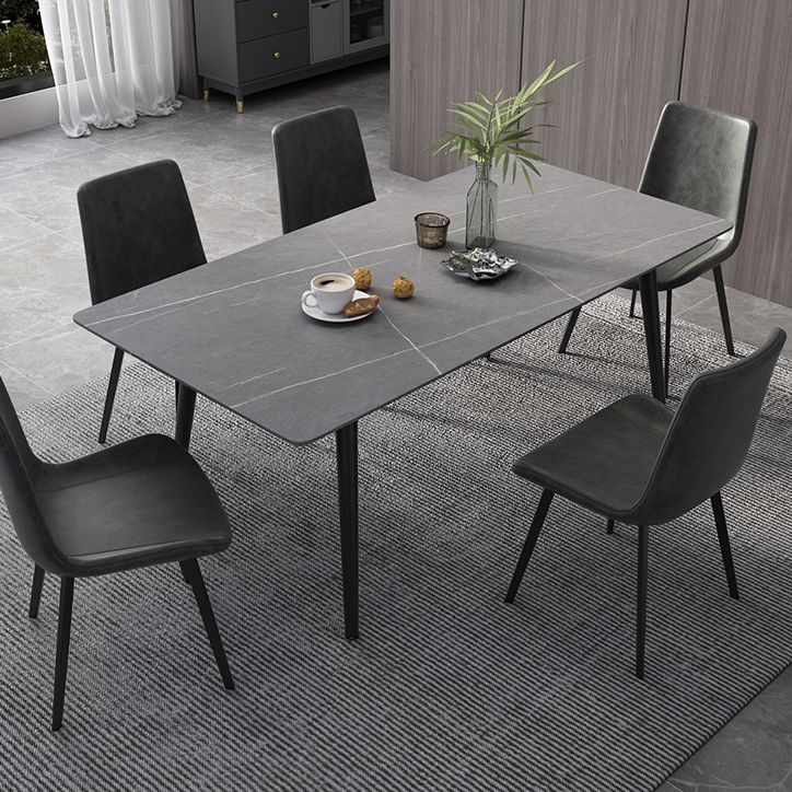 Metal Industrial Rectangle Dining Table Sintered Stone Top Table with Black Legs Clearhalo ' dining_table' 'Dining Tables & Seating' 'Dining Tables' 'furn' 'furn_dining_table' 'Furniture' 'furniture_dining_table' 'Kitchen & Dining Furniture' 'kitchen&dining_furn' 'kitchen' 'kitchen_dining_table' 1200x1200_f7352920-d1d8-4c10-b8f2-6012b1c053a7