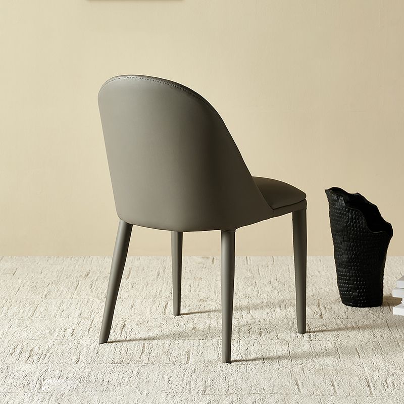 Contemporary Metal Dining Room Chairs Dining Armless Faux Leather Chairs Clearhalo ' kitchen&dining_furn' 'Dining Chairs' 'Dining Tables & Seating' 'dining_chair' 'furn' 'furn_dining_chair' 'Furniture' 'furniture_dining_chair' 'Kitchen & Dining Furniture' 'kitchen' 1200x1200_f7361776-0e25-4d21-8b1f-f74e9d0a5d0f