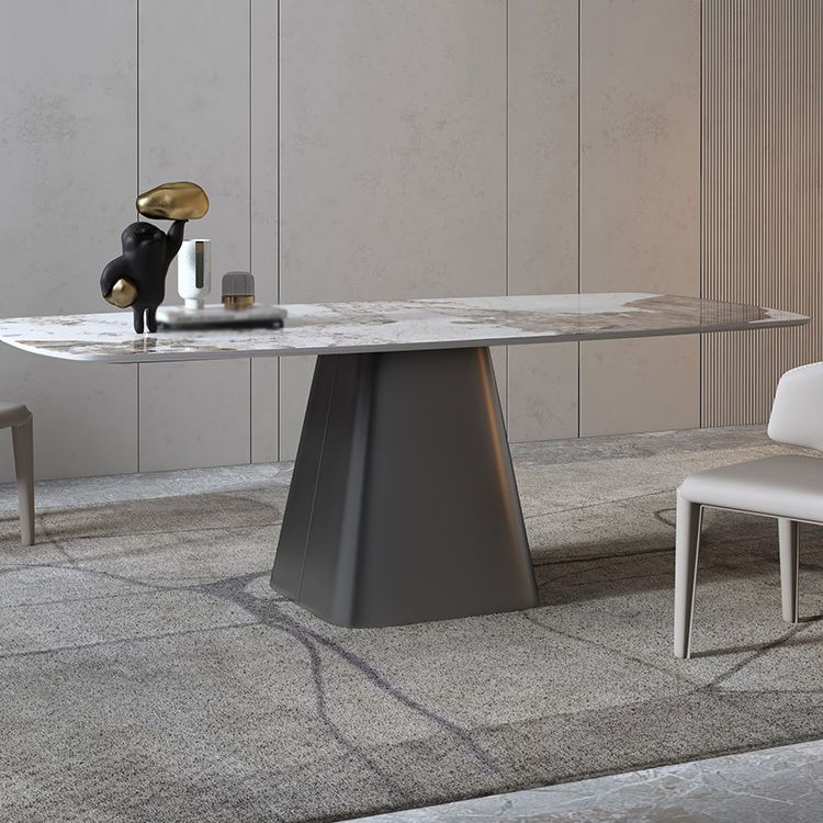 Luxury Sintered Stone Top Dining Table Rectangle White Table with Pedestal Clearhalo ' dining_table' 'Dining Tables & Seating' 'Dining Tables' 'furn' 'furn_dining_table' 'Furniture' 'furniture_dining_table' 'Kitchen & Dining Furniture' 'kitchen&dining_furn' 'kitchen' 'kitchen_dining_table' 1200x1200_f7362181-9544-4312-9c22-90963dbcc4b5