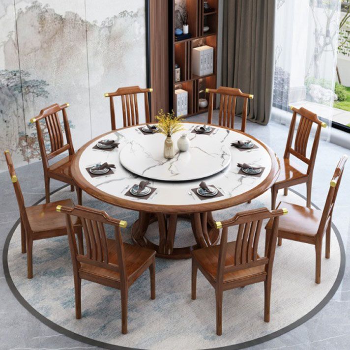 Pedestal Dining Table Convertible Dining Table for Dining Room Clearhalo 'Dining Tables & Seating' 'Dining Tables' 'dining_table' 'furn' 'furn_dining_table' 'Furniture' 'Kitchen & Dining Furniture' 1200x1200_f737c76d-908e-4354-897c-05ed03ef3d45