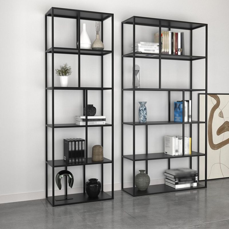 4-Shelf Black Etagere Bookshelf Contemporary Open Iron Frame and Shelf Clearhalo 'Bookcases' 'furn' 'furn_bookcases' 'Furniture' 'furniture_bookcases' 'kitchen' 'kitchen_bookcases' 'Living Room Furniture' 'Office Furniture' 1200x1200_f73af9a8-8a09-4b33-9c38-78347124d27c
