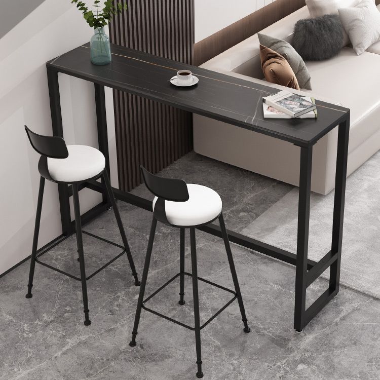 Indoor Stone and Steel Bar/Dinette Table Rectangle Industrial Trestle Bistro Bar Desk Clearhalo 'Bar Furniture' 'Bar Tables' 'bar_tables' 'furn' 'furn_bar_tables' 'Furniture' 'Kitchen & Dining Furniture' 1200x1200_f73b8323-a408-40ea-8cdc-e7a32ae31f22