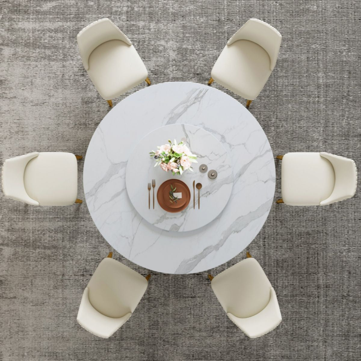 Luxury Round Dining Table Solid Wood Pedestal Dining Table for Dining Room