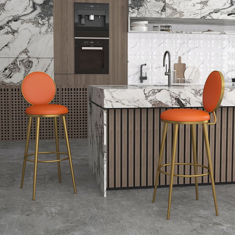 Glam Counter Bar Stool Backrest Leather Bar Stool with Footrest, Iron Base Clearhalo 'Bar Furniture' 'Bar Stools' 'bar_stools' 'furn' 'furn_bar_stools' 'furniture_bar_stools' 'Kitchen & Dining Furniture' 'kitchen&dining_furn' 'kitchen' 'kitchen_furn' Furniture' 1200x1200_f73be7a4-8721-4045-ba8f-ab476f642451