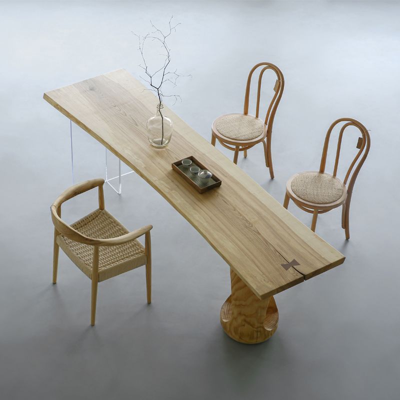 Natural Double Pedestal Table Solid Wood Modern Dinner Room Kitchen Table Clearhalo 'Dining Tables & Seating' 'Dining Tables' 'dining_table' 'furn' 'furn_dining_table' 'Furniture' 'furniture_dining_table' 'Kitchen & Dining Furniture' 1200x1200_f73c4521-455f-4bd5-a92f-b1311043d873