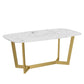 White - Gold Dinner Room Kitchen Table Rectangle Dining Table