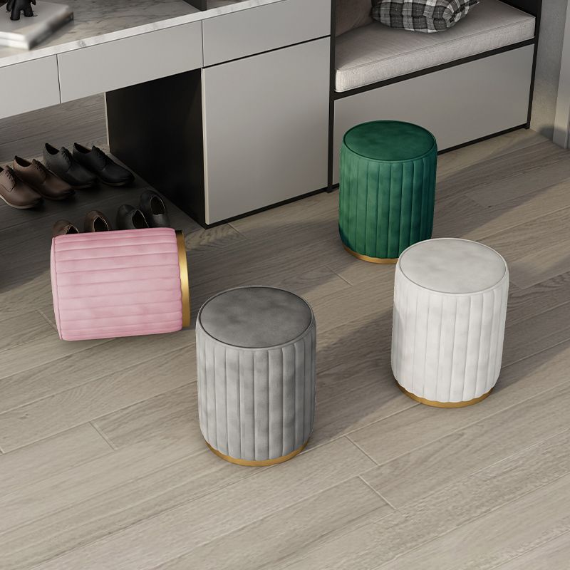 Glam Velvet Pouf Chair Tear Resistant Cylinder Shape Gold Base Ottoman Stool Clearhalo 'furn' 'furn_ottomans_poufs' 'Furniture' 'Living Room Furniture' 'Ottomans & Poufs' 'ottomans_poufs' 1200x1200_f73e20e3-ca0b-4027-be6a-94efe3d2ab4f