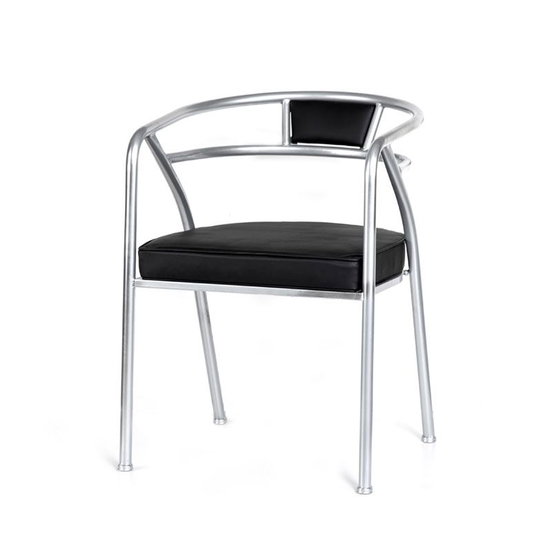 工業用メタルフレームダイニングチェア布張りのフェイクレザーダイニングアームチェア