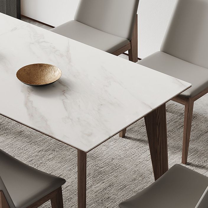 Minimalist Fixed Sintered Stone Dining¬†Room¬†Table¬†with 4 Solid Wood Legs for Kitchen Clearhalo 'Dining Room Sets' 'Dining Tables & Seating' 'dining_room_set' 'Furniture' 'furniture_dining_room_set' 'Kitchen & Dining Furniture' 'kitchen&dining_furn' 'kitchen' 1200x1200_f7432784-1746-4084-9c9d-4aab430c5ce8