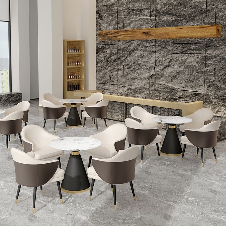 Scandinavian Sintered Stone Dining Set with Pedestal Base Dining Furniture for Home Use Clearhalo 'Dining Room Sets' 'Dining Tables & Seating' 'dining_room_set' 'furn' 'furn_dining_room_set' 'Furniture' 'furniture_dining_room_set' 'Kitchen & Dining Furniture' 'kitchen&dining_furn' 'kitchen' 1200x1200_f74485cd-c5d9-4096-ad8e-a8d00c98d75a