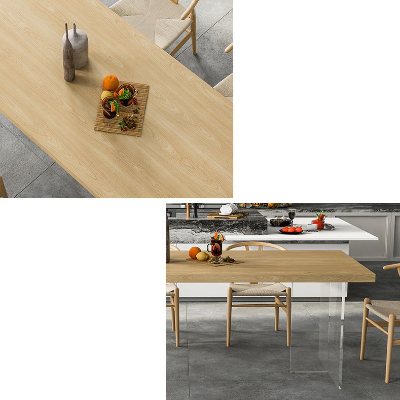 Modern Style Solid Wood Dining Table Brown Rectangle Table with Acrylic Base Clearhalo ' dining_table' 'Dining Tables & Seating' 'Dining Tables' 'furn' 'furn_dining_table' 'Furniture' 'furniture_dining_table' 'Kitchen & Dining Furniture' 'kitchen&dining_furn' 'kitchen' 'kitchen_dining_table' 1200x1200_f745b7b7-61a3-41cb-b971-ae02b4611ccc