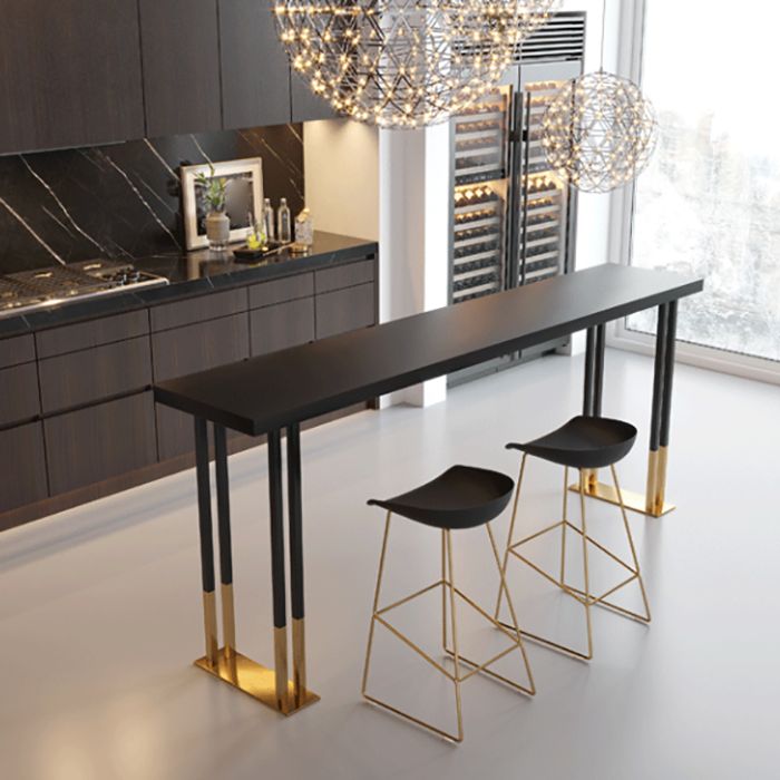 Black and Gold Pub Height Dining Table Glam Counter Wine Table Clearhalo 'Bar Furniture' 'Bar Tables' 'bar_tables' 'furn' 'furn_bar_tables' 'Furniture' 'Kitchen & Dining Furniture' 1200x1200_f7472682-5cc6-41f8-8f53-dda04cc4198c