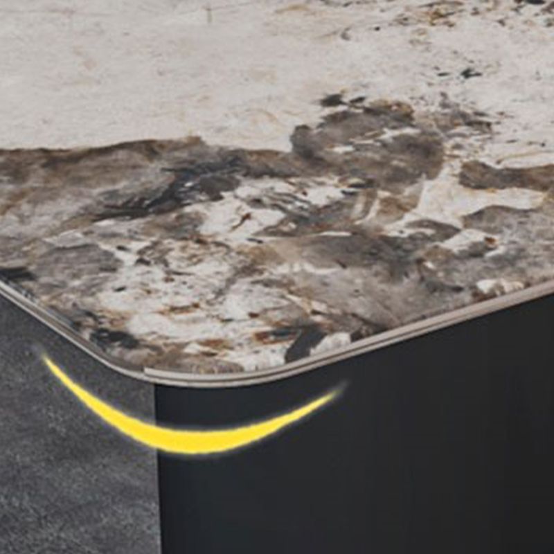 Rectangle Black Base Dining Site Table Modern Stone Double Pedestal Table Clearhalo 'Dining Tables & Seating' 'Dining Tables' 'dining_table' 'furn' 'furn_dining_table' 'Furniture' 'Kitchen & Dining Furniture' 1200x1200_f7476e62-3be2-4b20-aa2b-5f1418695483