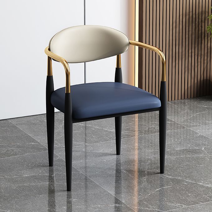 Glam Style Arm Chair Faux Leather Open Back Dining Chair for Home Clearhalo 'Dining Chairs' 'Dining Tables & Seating' 'dining_chair' 'furn' 'furn_dining_chair' 'Furniture' 'furniture_dining_chair' 'Kitchen & Dining Furniture' 1200x1200_f7481026-adbe-48fd-a175-7be3927663ec