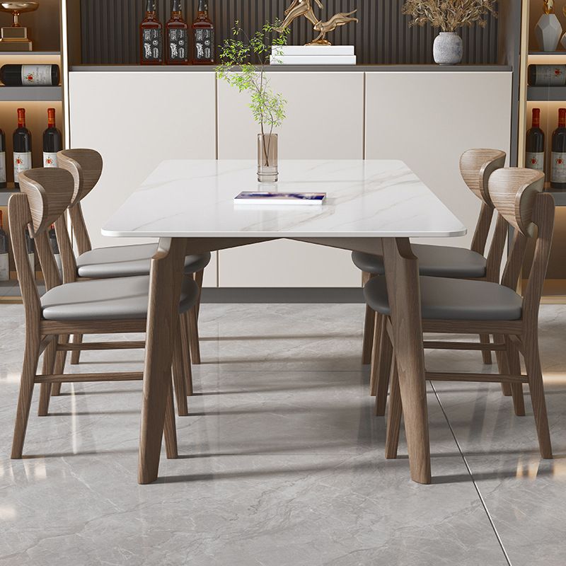 Mesa de comedor de patas de madera maciza de cenizas Mesa de comedor rectangular de mediados del siglo