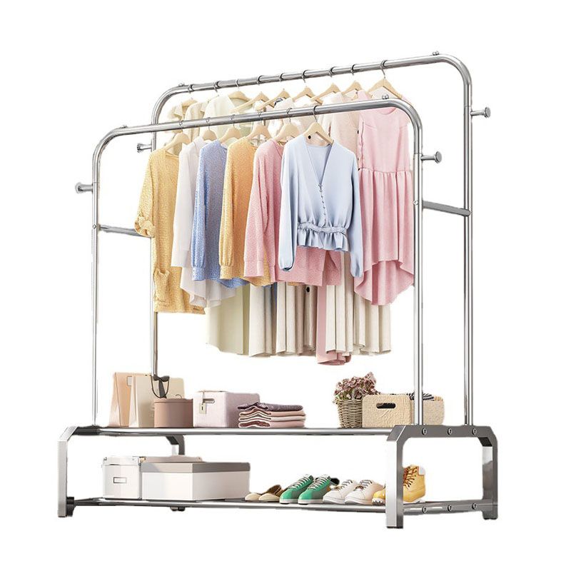 Industrielle Edelstahlhalle Hang Hängende Schienen untere Regal und 2 Haken Kleiderbügel