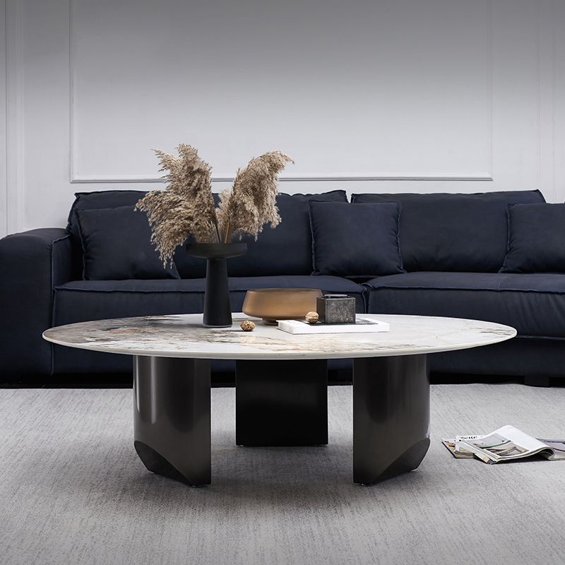 Table basse avec plateau en pierre avec 3 pieds en métal de 15,75 pouces de haut pour le salon
