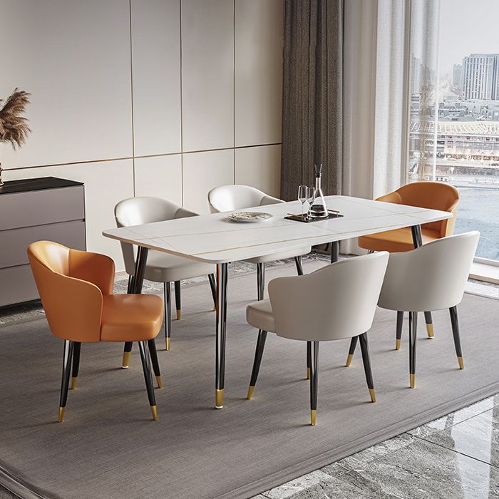 Stone Top Dining Table Contemporary Table with 4 Legs in Black Clearhalo 'Dining Tables & Seating' 'Dining Tables' 'dining_table' 'furn' 'furn_dining_table' 'Furniture' 'furniture_dining_table' 'Kitchen & Dining Furniture' 'kitchen' 'kitchen_dining_table' 1200x1200_f74f88b8-9621-4d83-a074-294e9d82f744