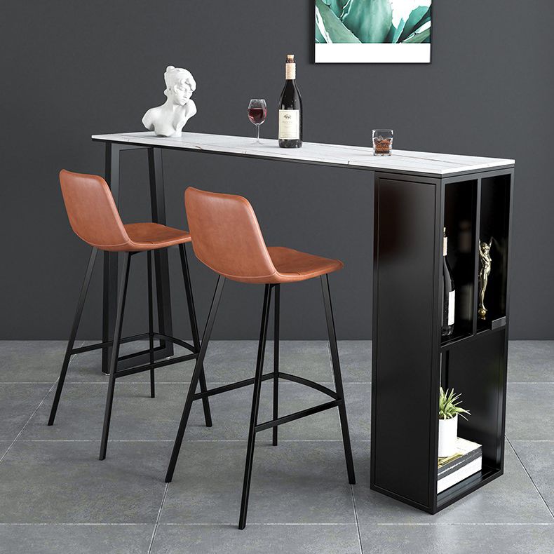 Modern Rectangle Metal Pub Table Double Pedestal Bar Height Cocktail Table Clearhalo 'Bar Furniture' 'Bar Tables' 'bar_tables' 'furn' 'furn_bar_tables' 'Furniture' 'furniture_bar_tables' 'Kitchen & Dining Furniture' 'kitchen&dining_furn' 'kitchen' 1200x1200_f75017cc-52eb-47c6-bd21-fc1b6c3ae317