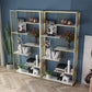 Open Vertical Etagere Bookshelf White Manufactured Wood Shelf Iron Frame Bookshelf Clearhalo 'Bookcases' 'furn' 'furn_bookcases' 'Furniture' 'furniture_bookcases' 'kitchen' 'kitchen_bookcases' 'Living Room Furniture' 'Office Furniture' 1200x1200_f750cf6f-7470-41f5-9274-3f9e00e4b144