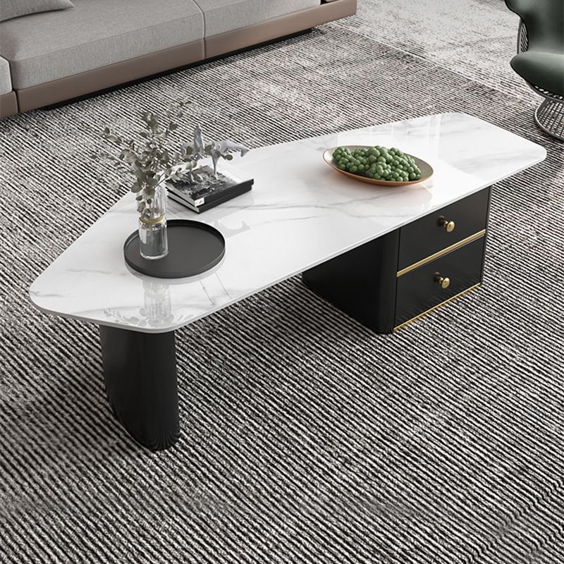 Glam Geometric Coffee Table Slate Top Cocktail Table for Living Room
