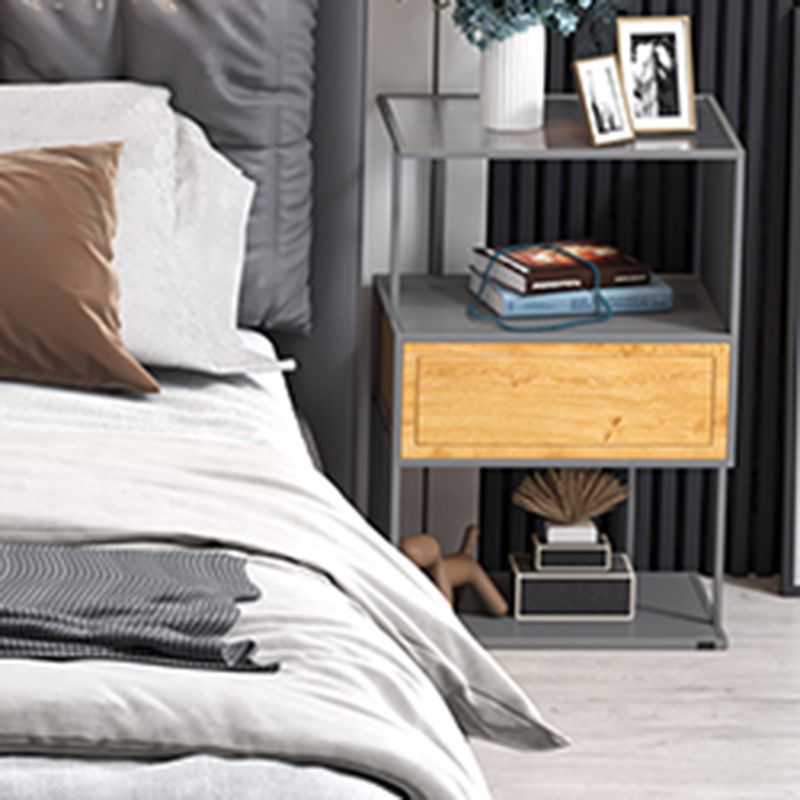 Tavolo da notte in vetro moderno Scaffale a 1 cassetto alto 24 pollici incluso