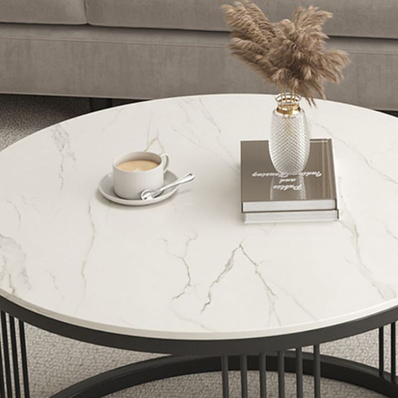 Metal and Slate Coffee Table Glam Round Frame Coffee Table Set Clearhalo 'Coffee & Accent Tables' 'Coffee Tables' 'coffee_tables' 'furn' 'furn_coffee_tables' 'Furniture' 'Living Room Furniture' 1200x1200_f7569190-fae2-4e83-a66a-67bd8c349234