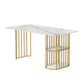 Rectangle White Dining Table Traditional Luxury Table with Gold Frame for Dining Room Clearhalo 'Dining Tables & Seating' 'Dining Tables' 'dining_table' 'furn' 'furn_dining_table' 'Furniture' 'furniture_dining_table' 'Kitchen & Dining Furniture' 'kitchen' 'kitchen_dining_table' 1200x1200_f7575a26-78b3-4e82-aa30-8f6258bf7c8b