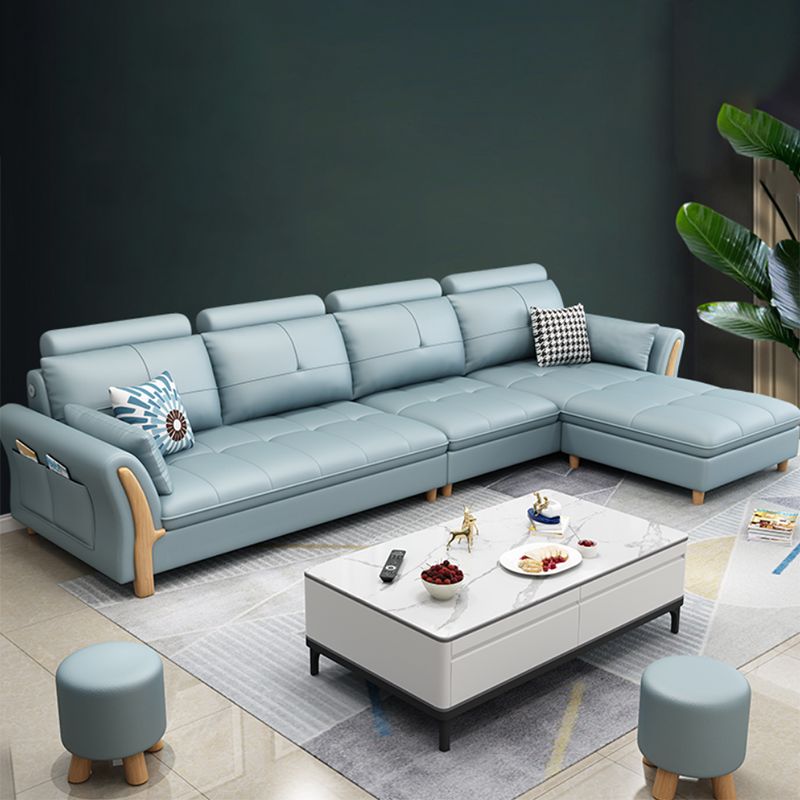 Flared Arm Sectional with Adjustable Headrest and Pocket Storage for Living Room Clearhalo 'furn' 'furn_sectionals' 'Furniture' 'Living Room Furniture' 'Sectionals' 1200x1200_f759217e-f1db-4dbe-89af-2c3d74d6b42c